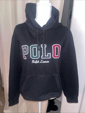 Polo by Ralph Lauren Black Crewneck Sweatshirt with Multicolor Lettering